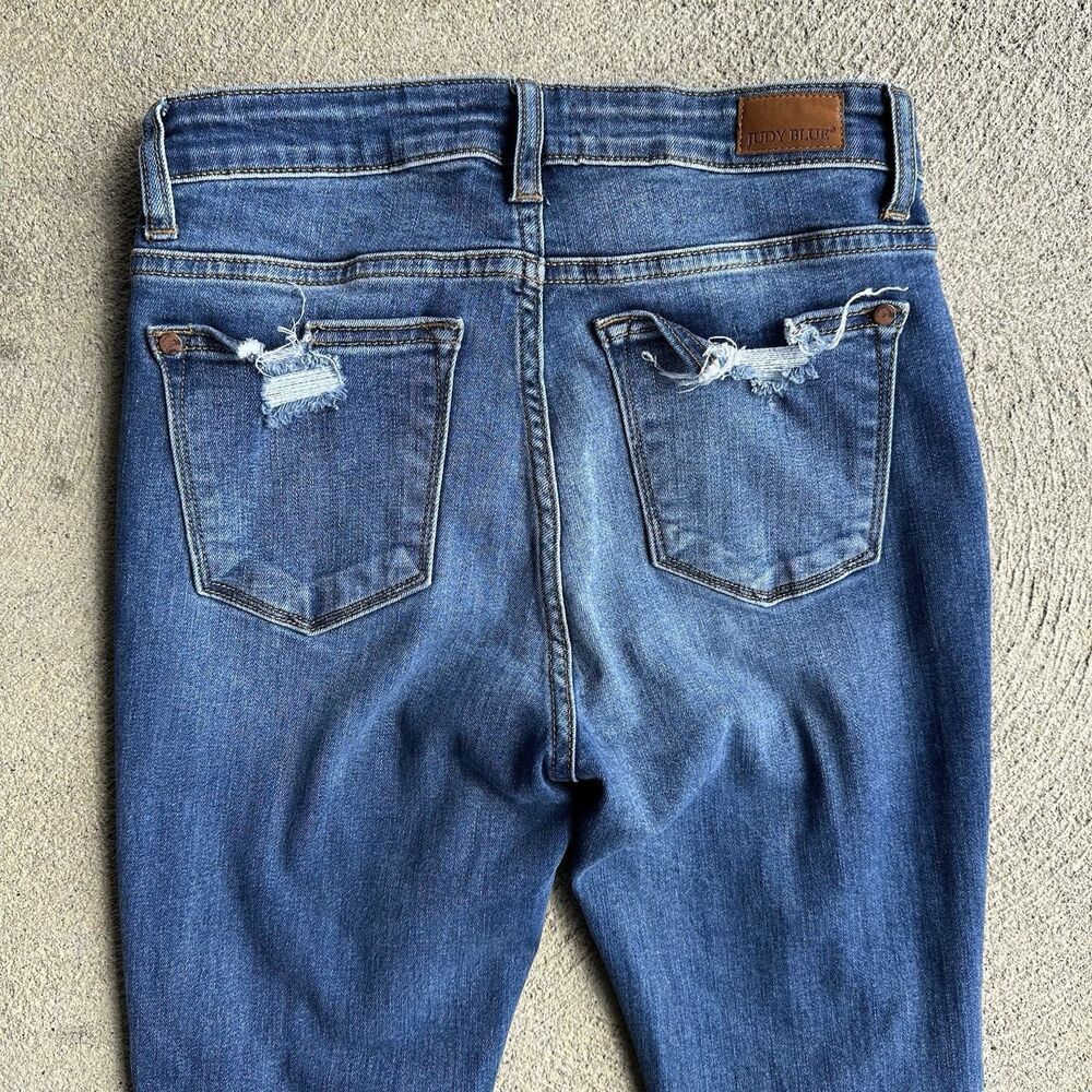 Judy Blue Jeans Womens 3 (26) Blue Skinny Fit Mid Rise Stretch Distressed Denim - Picture 5 of 16